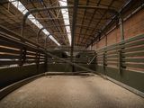 a barn with a lot of stalls inside of it