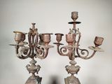 pair of antique bronze candelabs on marble bases