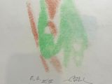 drawing of a person holding a tennis racquet on a sheet of paper
