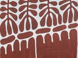 a painting of a red and white pattern on a white wall