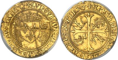 a gold coin with a crown on the front and a crown on the back
