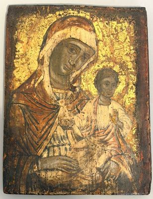 a painting of a woman holding a child in her arms