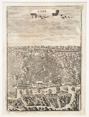 Deux plans de Goa. Dim. 13,5 x 19,5 cm – 15,5 x 11 cm (Encad…