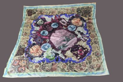 a picture of a quilt with a picture of a woman