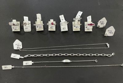 many different types of bracelets on display on the table