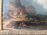 a picture of a painting of a man and a woman in the water