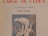 an old book with a picture of a polar bear on top of a mountain