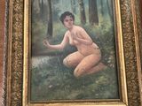 une image représentant un tableau d'une femme nue dans un décor boisé