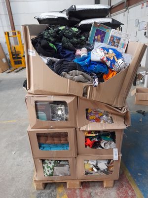 boxes stacked on top of each other in a garage