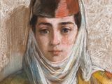 une image représentant un tableau d'une femme portant un foulard