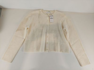 STRADIVARIUS - Cardigan gilet - Maille côtelée blanc cassé -…