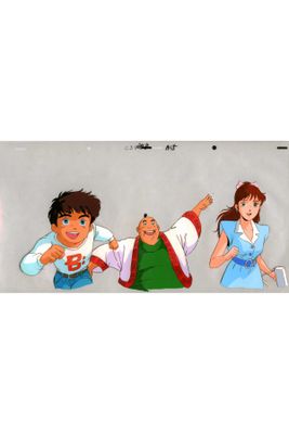 a picture of a group of cartoon characters on a skateboard