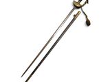 an image of a sword on a white surface with a white background