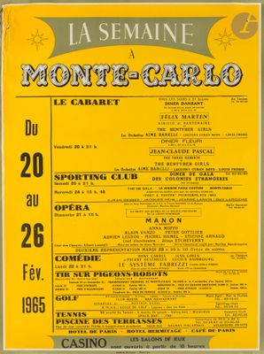 a yellow poster advertising a casino in the middle of a street