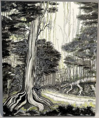 Ghislaine RATIER, Forêt de Farino, Encres sur toile signée e…