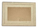 an old picture frame on a white background with a brown border
