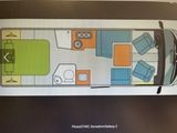 a drawing of a living room and kitchen in a boat