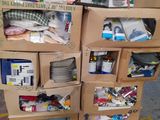 several cardboard boxes stacked on top of each other in a garage