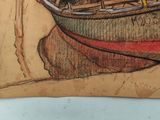 a drawing of a boat on a piece of paper