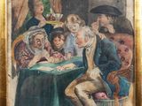 une image d'un tableau représentant un groupe de personnes assises autour d'une table
