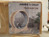 a cardboard box with a picture of a cat inside of it