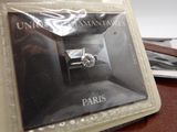 a person holding a wax stamp with a picture on it