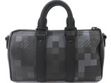 louis vuittou bag in black and grey checkered leather