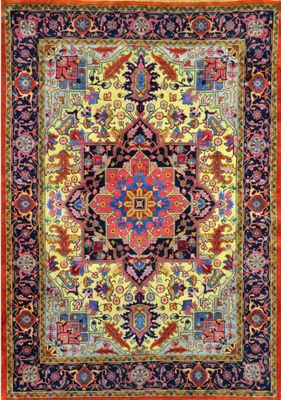 a colorful rug with a medallion design on it