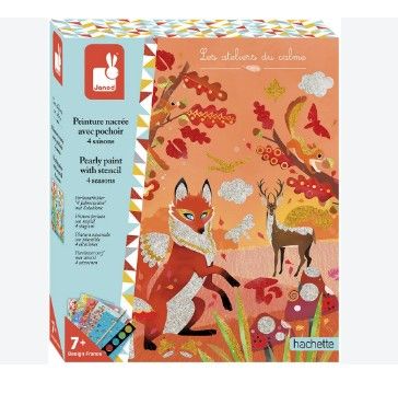 La boîte à casse-tête est ornée d'une image représentant un renard et un cerf.