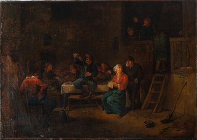 an image of a painting of a group of people sitting around a table