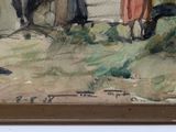 a picture of a painting of a woman and a horse