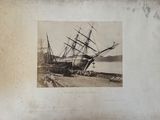 an old picture of a ship that is in the water