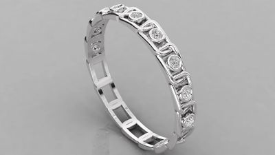 a white gold wedding band with round diamonds