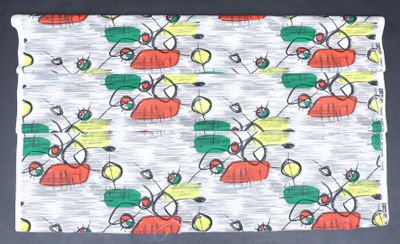 Coupon de tissu d'ameublement imprimé à décor abstrait, marq…