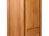 a wooden cabinet with a door on the front of it