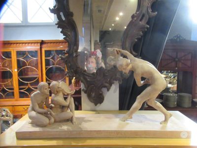 Groupe en plâtre "Danseuse et joueurs de tambourins" signé B…