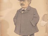 a drawing of a man in a top hat and coat