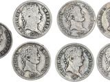 un lot de six pièces d'argent sur lesquelles figurent des portraits d'hommes