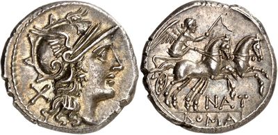 a silver coin with an image of a man on a horse