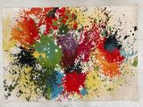 une peinture représentant des éclaboussures de peinture sur une feuille de papier