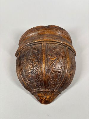 an image of a wooden object on a white surface