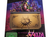 the nintendo 3ds xl has a gold cover with a picture of the legend of zelda