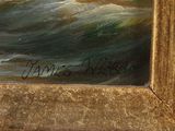 a picture of a painting of a boat in the water