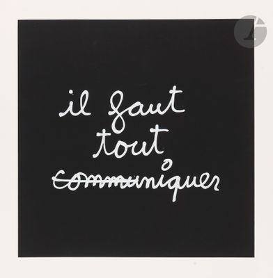 a black and white photo of a sign that says, i sawt bout communque