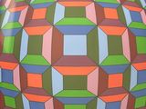 a colorful ball with a pattern of squares on it