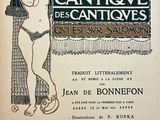 an old book with an image of a woman in a bathing suit