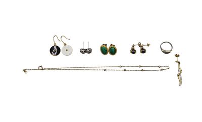 an assortment of jewelry including a necklace, bracelet, and earrings