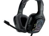 the headset is black and has a microphone attached to it