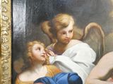 tableau représentant deux anges, une femme en robe bleue et un homme en chemise rouge