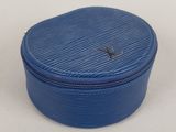 Boîte à bijoux ronde en cuir Epi bleu Louis Vuitton